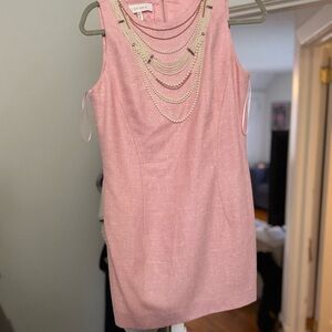 Escada Pink Mini Dress with Sleeveless Design and Embellished Scoop Neck